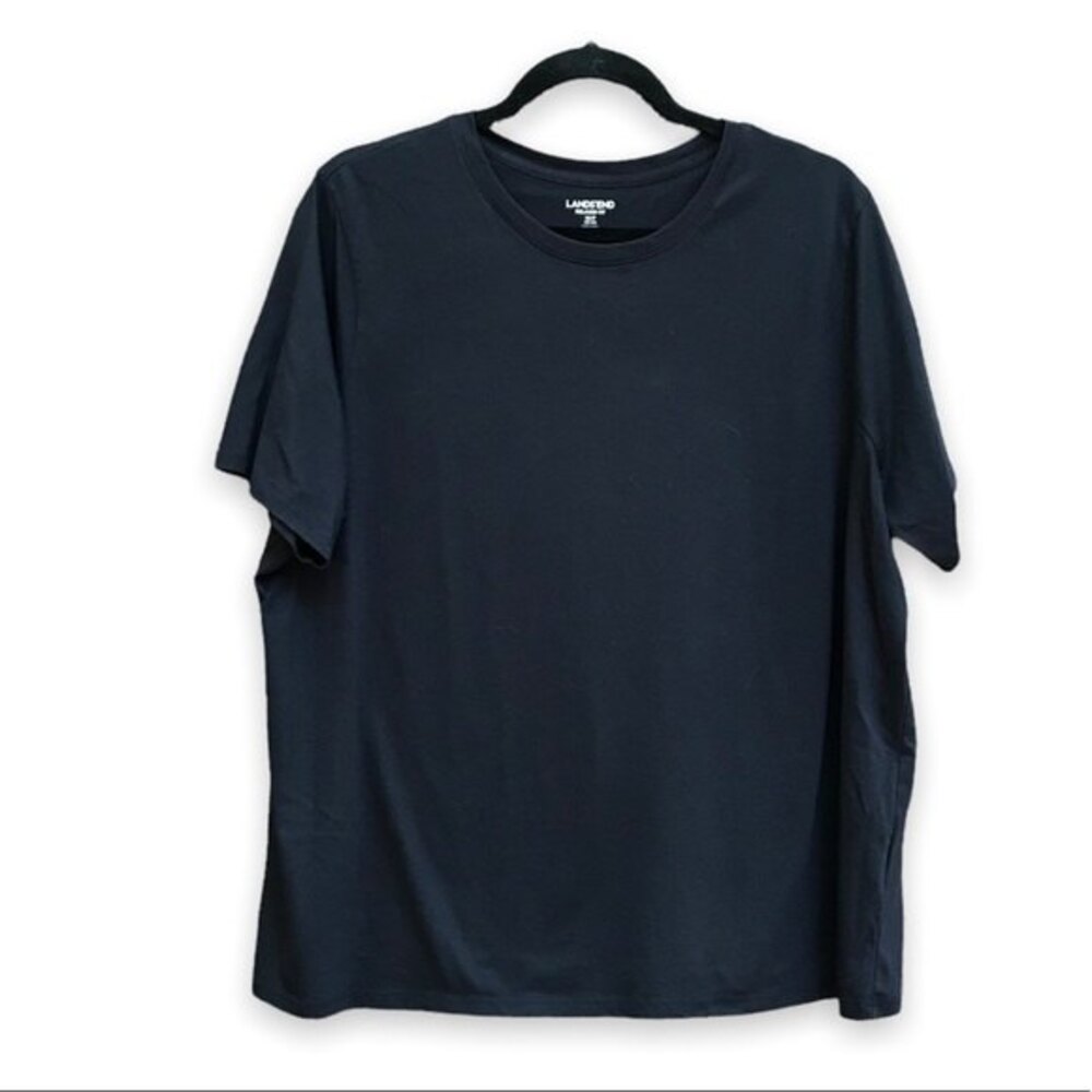 Lands End Relaxed Fit Black Short Sleeve Cotton T Shirt Women Size 1XP 16W 18W